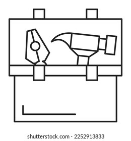 Toolbox icon vector isolated. Concept of home repair and construction works. Toolbox full of equipment.
