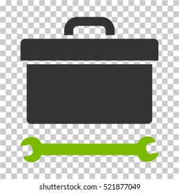 Toolbox icon. Vector pictogram style is a flat bicolor symbol, eco green and gray colors, chess transparent background. Designed for software and web interface toolbars and menus.