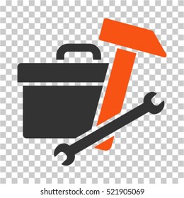 Toolbox icon. Vector pictograph style is a flat bicolor symbol, orange and gray colors, chess transparent background. Designed for software and web interface toolbars and menus.