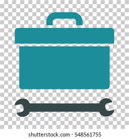 Toolbox icon. Vector pictograph style is a flat bicolor symbol, soft blue colors, chess transparent background. Designed for software and web interface toolbars and menus.