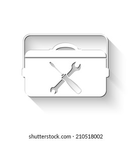 toolbox icon - white vector illustration with shadow