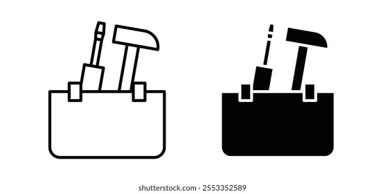 Toolbox icons in black filled and outlined style