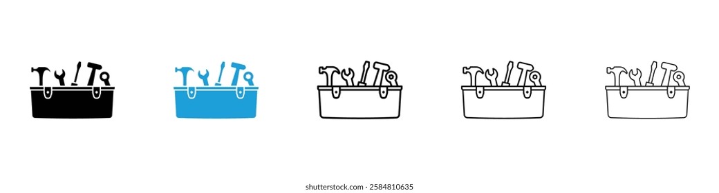 Toolbox icons collection vectors in black and blue