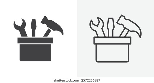 Toolbox icons. flat and line style set