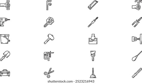 Ícones de caixa de ferramentas Coleção de ícones vetoriais de alta qualidade com traçado editável. Ideal para projetos profissionais e criativos.