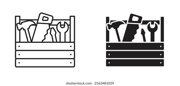 Toolbox icons in outline and fill. vector illustration for ui.