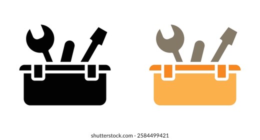 Toolbox icons pack in black and colored version
