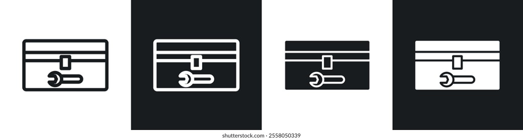 Toolbox icons pack in black and white filled and outlined versions.