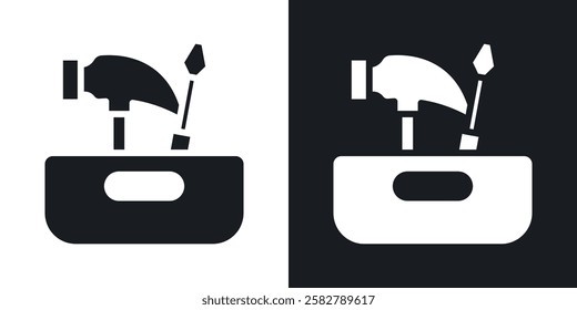 Toolbox icons set vectors black and colored style