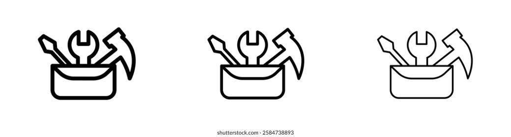 Toolbox icons in three different stroke lines