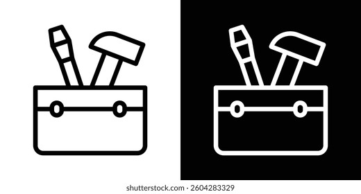 Toolbox icons vectors set in stroke line style.