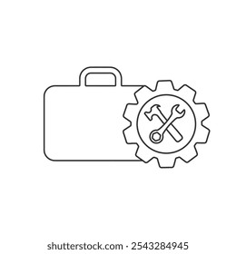 Toolbox with instruments inside line icon flat