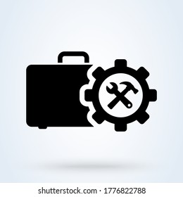 Toolbox with instruments inside. Workman's toolkit. Workbox in icon style. Vector illustration

