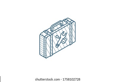 Toolbox isometric icon. 3d vector illustration. Isolated line art technical drawing. Editable stroke