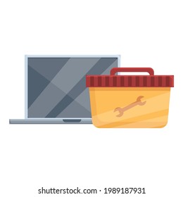 Toolbox laptop repair icon. Cartoon of Toolbox laptop repair vector icon for web design isolated on white background