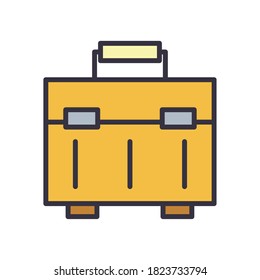 línea de caja de herramientas y diseño de iconos de estilo de relleno de construcción taller de mantenimiento de trabajo reparación de progreso trabajo y tema industrial Ilustración de vectores