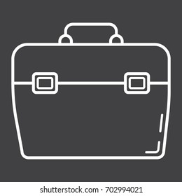 Toolbox line icon, build and repair, toolkit sign vector graphics, a linear pattern on a black background, eps 10.
