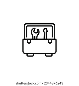 Icono de línea del cuadro de herramientas aislado en fondo blanco