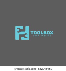 Toolbox Logo Template Design On A Gray Background. Vector Illustration.