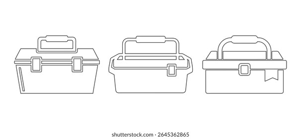 Toolbox Outline Black Silhouette Vector Illustration.