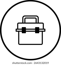 Toolbox outline icon in circle, perfect for construction and repair themed design 62 characters