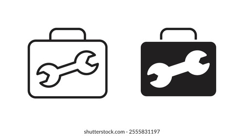 Toolbox outlined and solid icon vector collection.