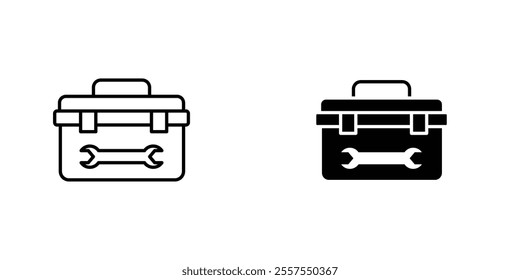 Toolbox outlined and solid icon vector collection.