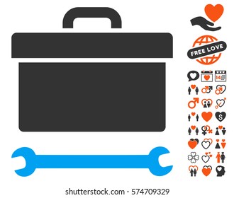 Toolbox pictograph with bonus lovely pictograms. Vector illustration style is flat iconic elements for web design, app user interfaces.