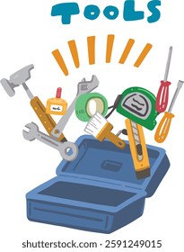 Toolbox pop illustration of tools