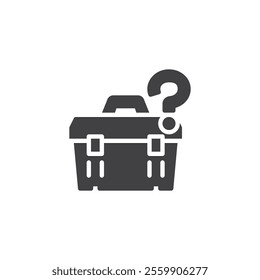 Toolbox with question mark vector icon. filled flat sign for mobile concept and web design. FAQ Toolbox glyph icon. Symbol, logo illustration. Vector graphics