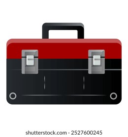 Toolbox mit rotem und schwarzem Design auf weißem Hintergrund. Vektorgrafik
