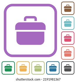 Toolbox solid simple icons in color rounded square frames on white background