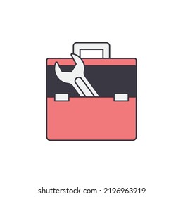 Toolbox, Tool Box Kit Icon In Color, Isolated On White Background 