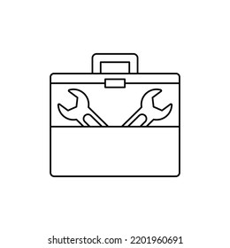 Toolbox, Tool Box Kit Icon In Line Style Icon, Isolated On White Background