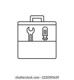 toolbox, tool box kit icon in line style icon, isolated on white background