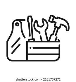 Toolbox, toolkit and instrument. Tool box or Fixing, repair and renovation vector illustration