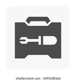 Toolbox or toolkit vector icon. For organize, carry and protect tool i.e.  screwdriver. For mechanics, electrician, technician, carpenter, plumber. To fix, repair, service and maintenance etc.