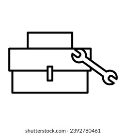 Toolbox or toolkit vector icon. For organize, carry and protect tool i.e. spanner, screwdriver. For mechanics, electrician, technician, carpenter, plumber. To fix, repair, service and maintenance etc.