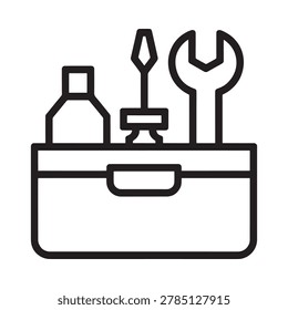 toolbox with tools icon line art style on white background