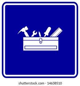 toolbox with tools sign