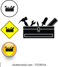 toolbox with tools symbol sign and button