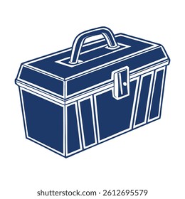 Toolbox in turquoise color with black handle and clips Vector illustration.