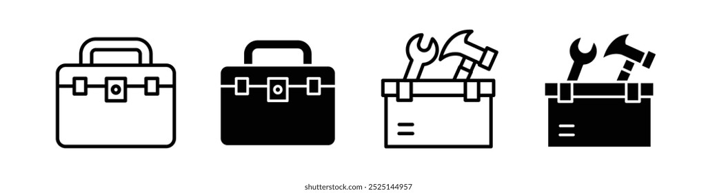 Toolbox vector filled and outlined iconss collection