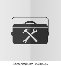 toolbox vector icon. Effect of folded paper. Flat design