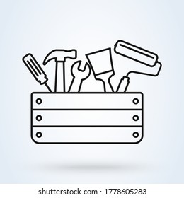 Toolbox vector icon in line style. Repair service logo template.