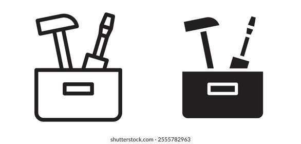 Toolbox vector icon set in black color.