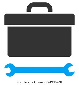 Toolbox vector icon. Style is bicolor flat symbol, blue and gray colors, rounded angles, white background.