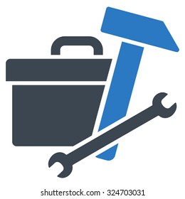 Toolbox vector icon. Style is bicolor flat symbol, smooth blue colors, rounded angles, white background.