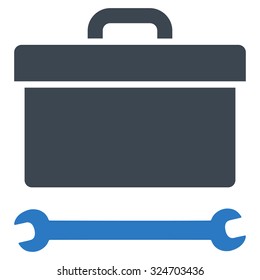 Toolbox vector icon. Style is bicolor flat symbol, smooth blue colors, rounded angles, white background.