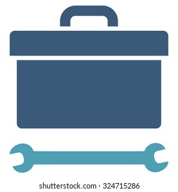 Toolbox vector icon. Style is bicolor flat symbol, cyan and blue colors, rounded angles, white background.